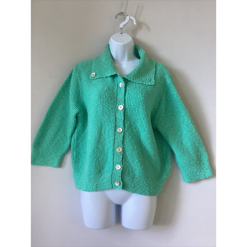 Anthropolgy Willow Sweater Cardigan Medium Mint Green Mother of Pearl Buttons C